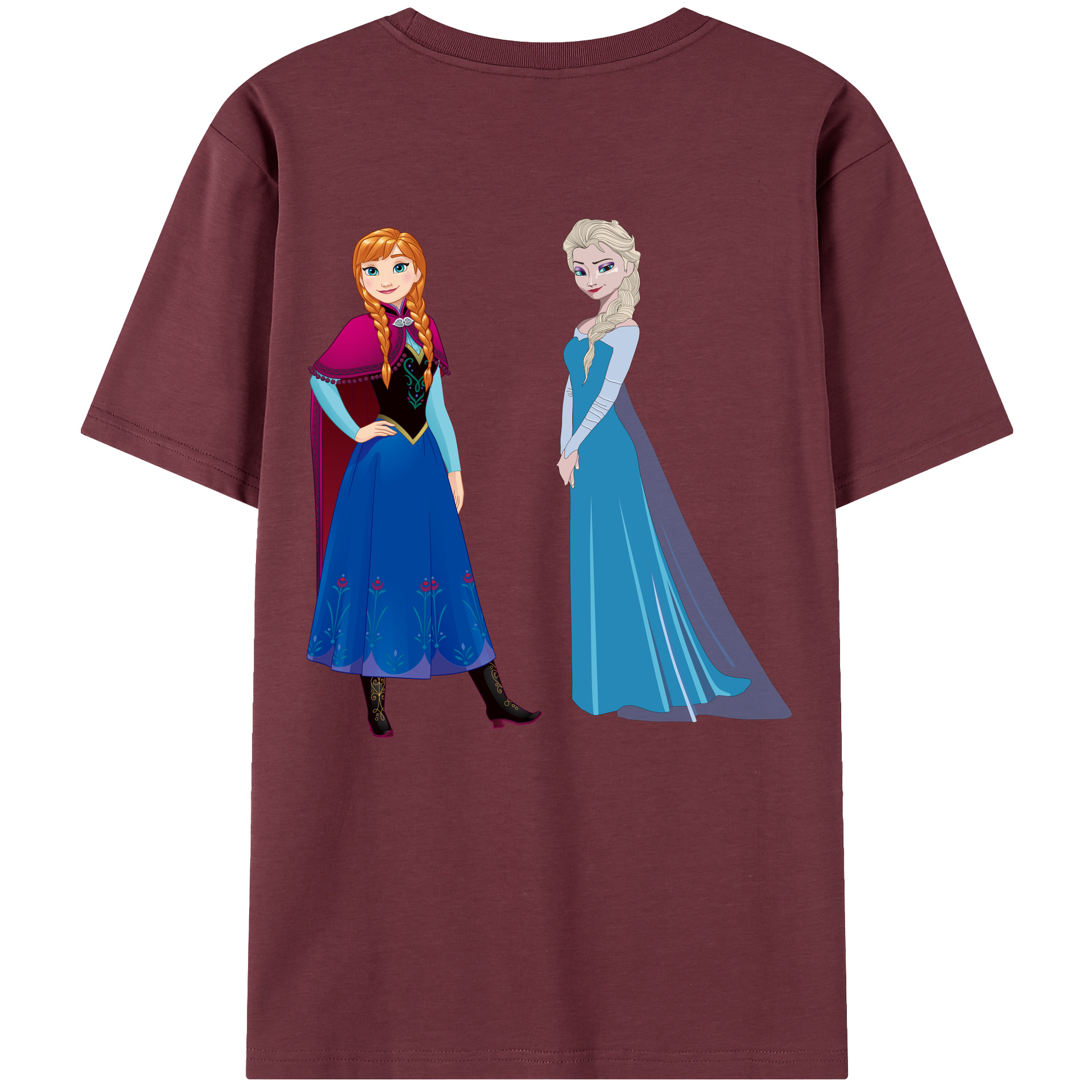 （画像用） アナと雪の女王 アンナ エルサ Frozen Anna Elsa 綿100％半袖Tシャツ（背面プリント）